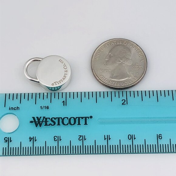 Tiffany & Co Sterling Silver Round Blank Padlock Lock Charm Engravable - Picture 7 of 8